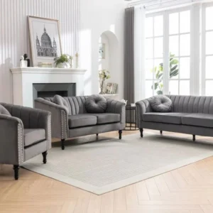 8088 GREY VELVET SOFA SET