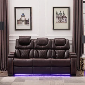 L1665-LEXUS-SOFA W/DD TRAY,POWER & USB-BROWN